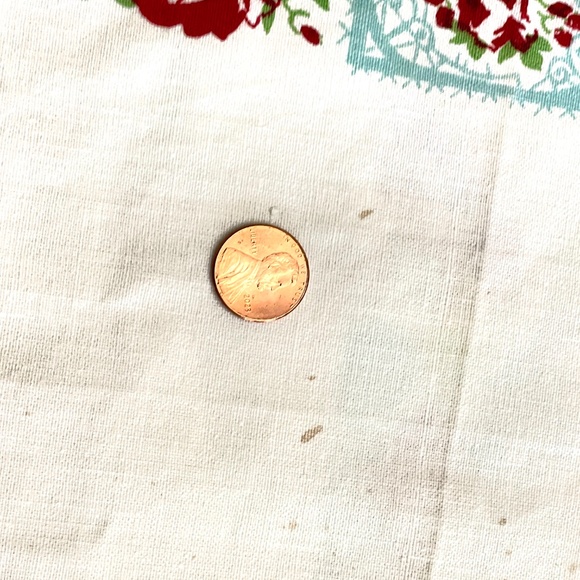 Vintage Aqua Red Printed Floral Cotton Tablecloth Six Napkins Set READ PLEASE - Picture 14 of 15